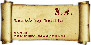 Macskásy Ancilla névjegykártya